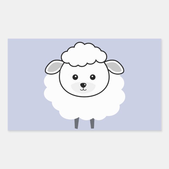 Cute Wooly Lamb Face Rectangular Sticker (Front)