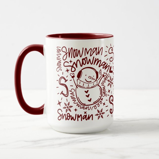 Cute Word Art Snowman Mug (Left)