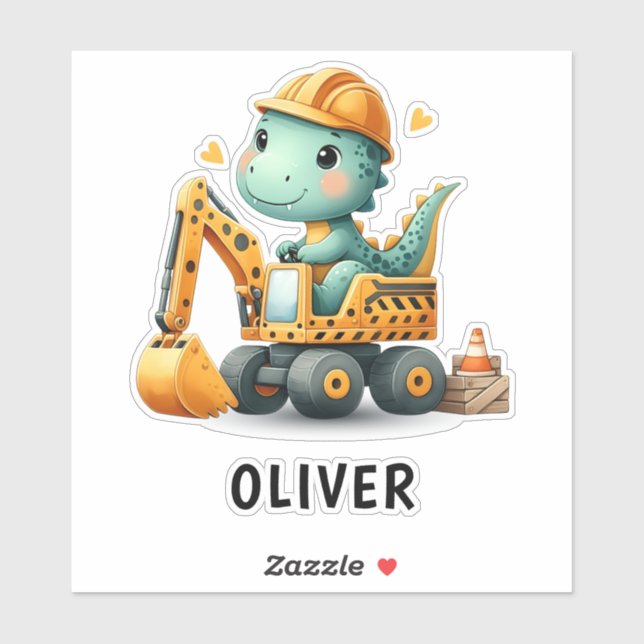 Cute Worker Dinosaur on an Excavator (Sheet)