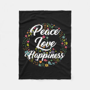 Cute World Peace Love Happiness Peace Sign Hippie Fleece Blanket