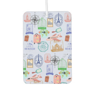 Cute World Traveller Collage Car Air Freshener