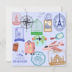Cute World Traveller Collage Card