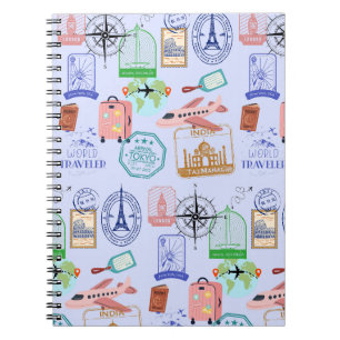 Cute World Traveller Collage Notebook