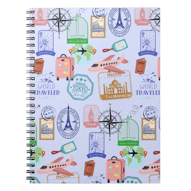 Cute World Traveller Collage Notebook (Front)