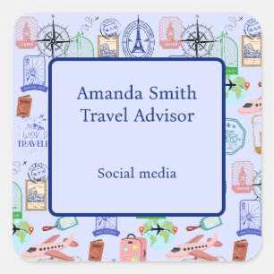 Cute World Traveller Collage Square Sticker