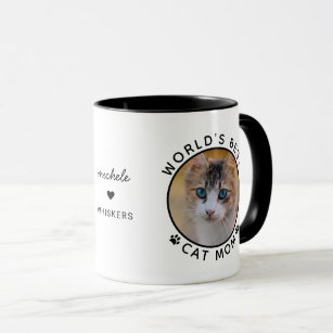 Cute World's Best Cat Mum Custom Name Pet Photo Mug