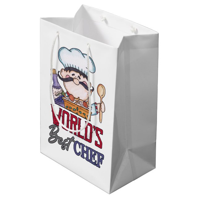 cute world's best chef word art medium gift bag (Back Angled)
