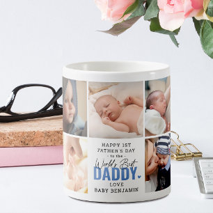 Cute 'Worlds Best Daddy' 1st Father's Day Blue Coffee Mug