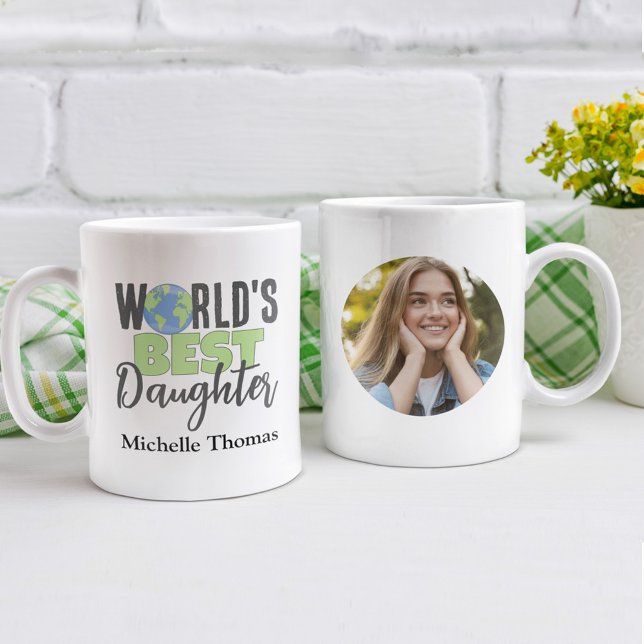 Cute World's Best Daughter Custom Photo Coffee Mug (World's Best Daughter Photo Mug. )