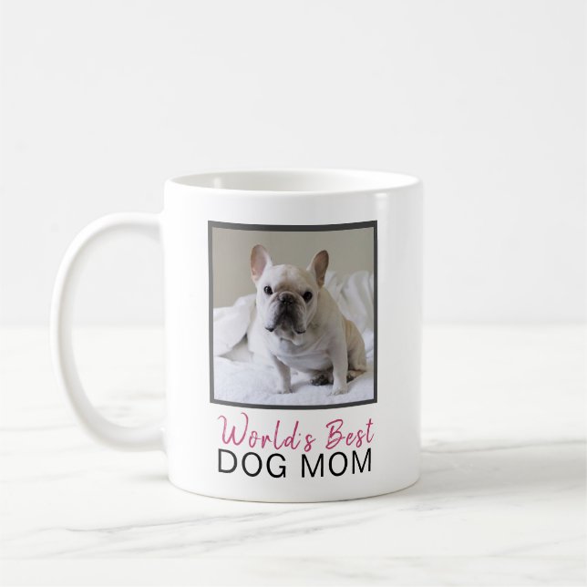Cute World's Best Dog Mum Square Dog Photo Coffee Mug (Left)