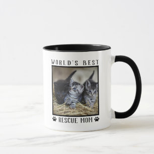 Cute World's Best Rescue Mum Paw Prints Pet Photo Mug