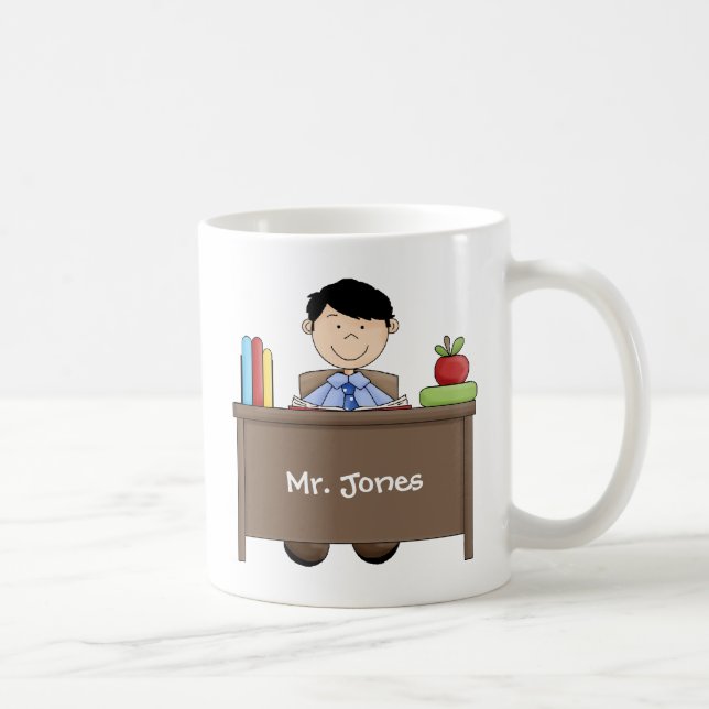 Cute World's Greatest Male Teacher with Name Coffee Mug (Right)