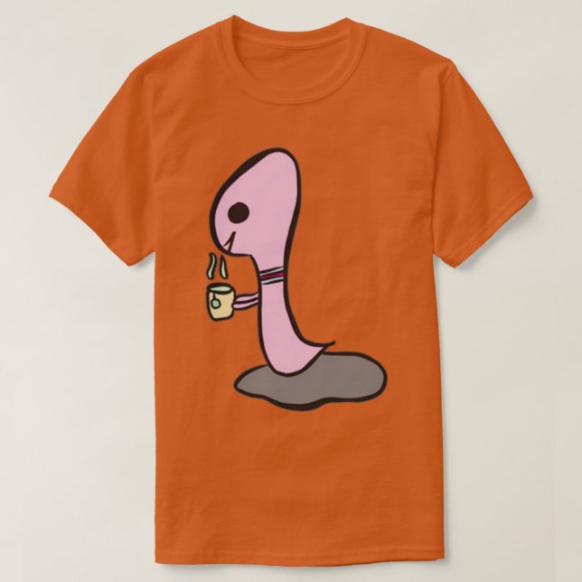 Cute worm drinking tea T-Shirt (Design Front)