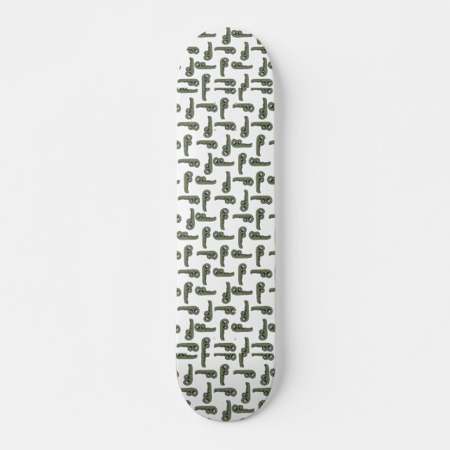 Cute worm sketchy drawing motif pattern skateboard (Front)