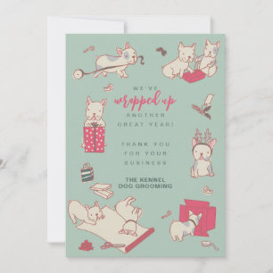 Cute Wrapping pups/dogs Christmas holiday business Card
