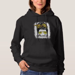 Cute Wrestling Mom Life Messy Bun Game Day Mother Hoodie