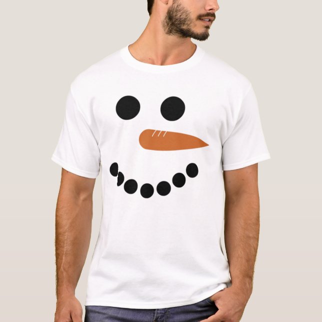 Cute Xmas Christmas Snowman Face T-Shirt (Front)