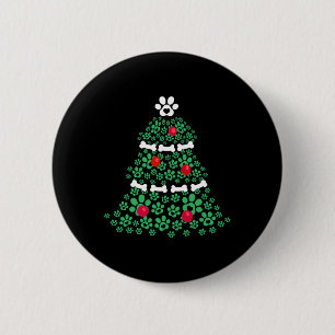 Cute Xmas Dog Paw Christmas Tree Puppy Lovers Men  6 Cm Round Badge