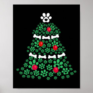 Cute Xmas Dog Paw Christmas Tree Puppy Lovers Men  Poster