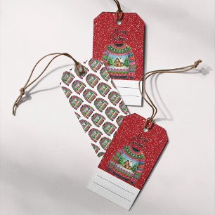 Cute Xmas Gingerbread House Ugly Christmas Sweater Gift Tags