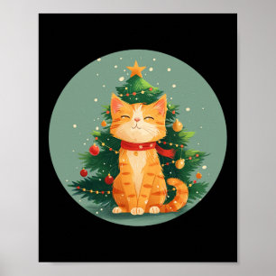 Cute Xmas Morning Cat Costume For Festive Time Poster