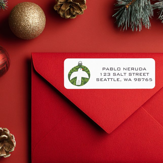 Cute Xmas Ornament Bird CUSTOM Mailing  Label (Cute Xmas Ornament Bird Dove Peace Holidays Christmas CUSTOM return address Mailing Label
)