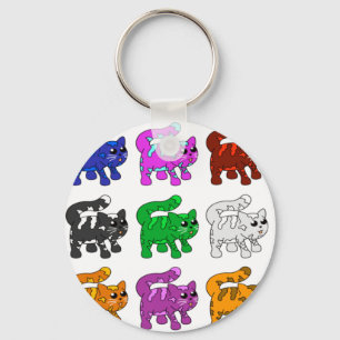 Cute Xmas Pattern Kitten Group Key Ring