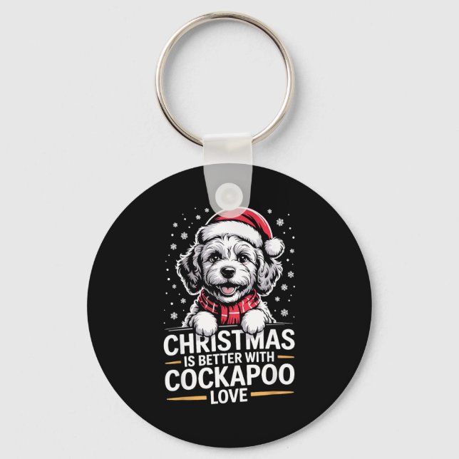 Cute Xmas Puppy Dog Christmas Is Better With Ao Lo Key Ring (Front)