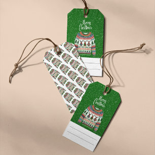 Cute Xmas Reindeer Trio Ugly Christmas Sweater Gift Tags