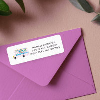 Cute Xmas RV Motorhome Pink CUSTOM Mailing  Label
