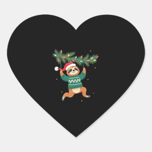 Cute Xmas Sloth Santa Hat Christmas Sloth - Tree L Heart Sticker