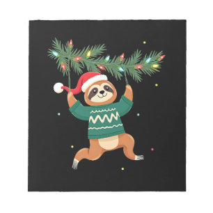 Cute Xmas Sloth Santa Hat Christmas Sloth - Tree L Notepad