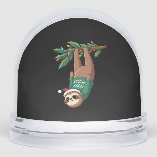 Cute Xmas Sloth Santa Hat Christmas Sloth - Tree L Snowglobe (Front)