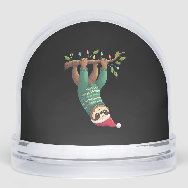 Cute Xmas Sloth Santa Hat Christmas Sloth - Tree L Snowglobe (Front)
