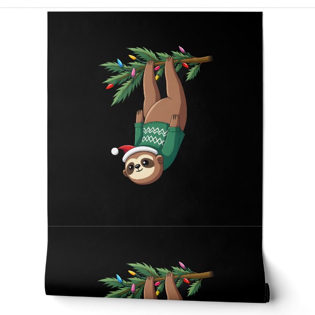 Cute Xmas Sloth Santa Hat Christmas Sloth - Tree L Wallpaper (Unrolling)