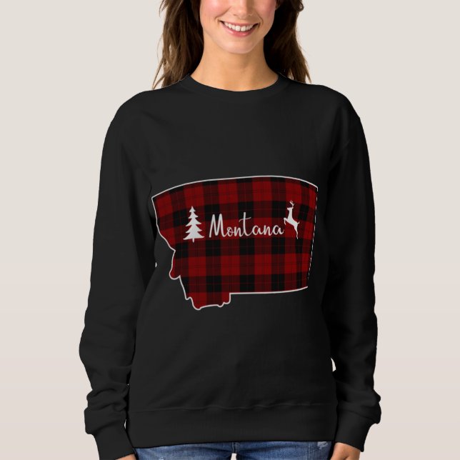 Cute Xmas Stocking for Mum Red Plaid Deer Tree Mon Sweatshirt (Front)