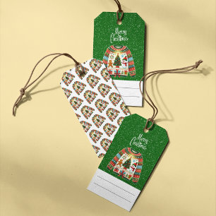 Cute Xmas Tree Trio Ugly Christmas Sweater Gift Tags