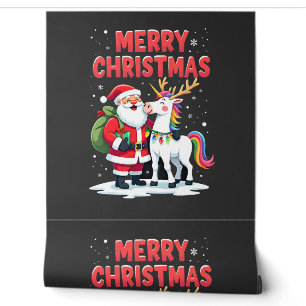 Cute Xmas Unicorn Santa on Unicorn Christmas T-Shi Wallpaper