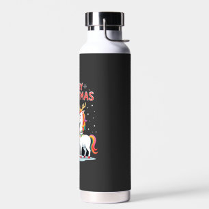 Cute Xmas Unicorn Santa on Unicorn Christmas T-Shi Water Bottle