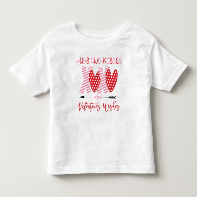 Cute XOXO Hugs and Kisses Valentine Toddler T-Shirt (Front)