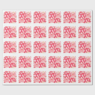 Cute XOXO Valentine Bows Hearts Pink Coquette Wrapping Paper