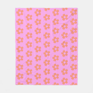 Cute Y2k Preppy Hot Pink Floral Pattern Dorm Decor Fleece Blanket