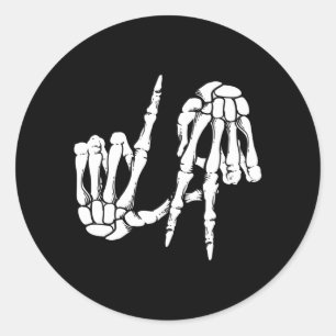 Cute Y Los Angeles Hand Sign Skeleton La Gift Classic Round Sticker