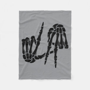 Cute Y Los Angeles Hand Sign Skeleton La Gift Fleece Blanket