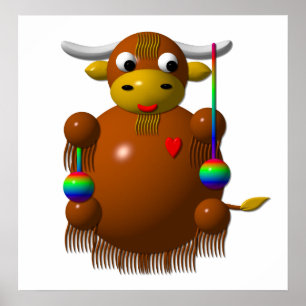 Cute yak with yo-yos poster