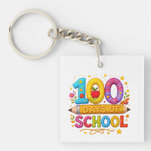 Cute Yarn 100 Days of School Teacher Girls T-Shirt Key Ring