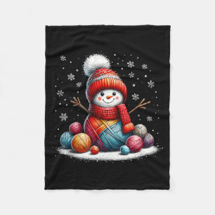 Cute Yarn Snowman Quilter Christmas Crochet Knitti Fleece Blanket