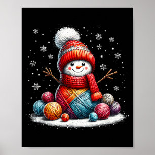 Cute Yarn Snowman Quilter Christmas Crochet Knitti Poster