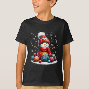 Cute Yarn Snowman Quilter Christmas Crochet Knitti T-Shirt