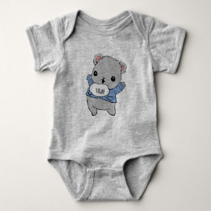 Cute Yawning Teddy Bear on Team Nap Baby Bodysuit